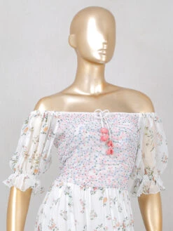 White Georgette Printed Dress For Casual -Saree Luxe Shop white georgette printed dress for casual 1665145286as2483398 2