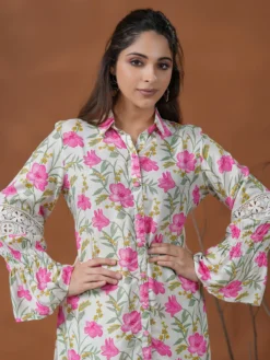 White Modal Silk Floral Printed Co Ord Set -Saree Luxe Shop white modal silk floral printed co ord set 1688731907as2700344 5