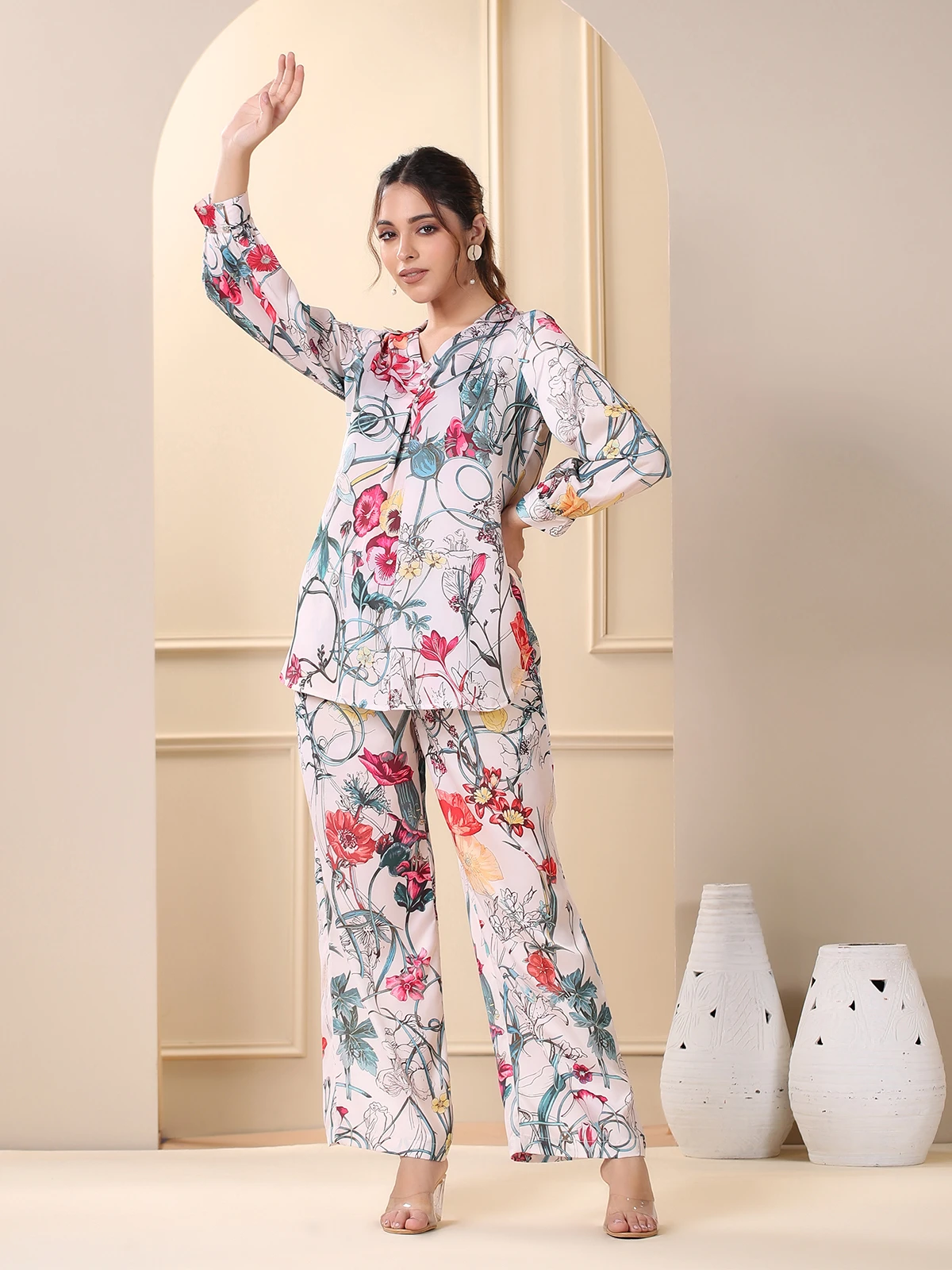 White Printed Casual Co Ord Set 1 White Printed Casual Co Ord Set