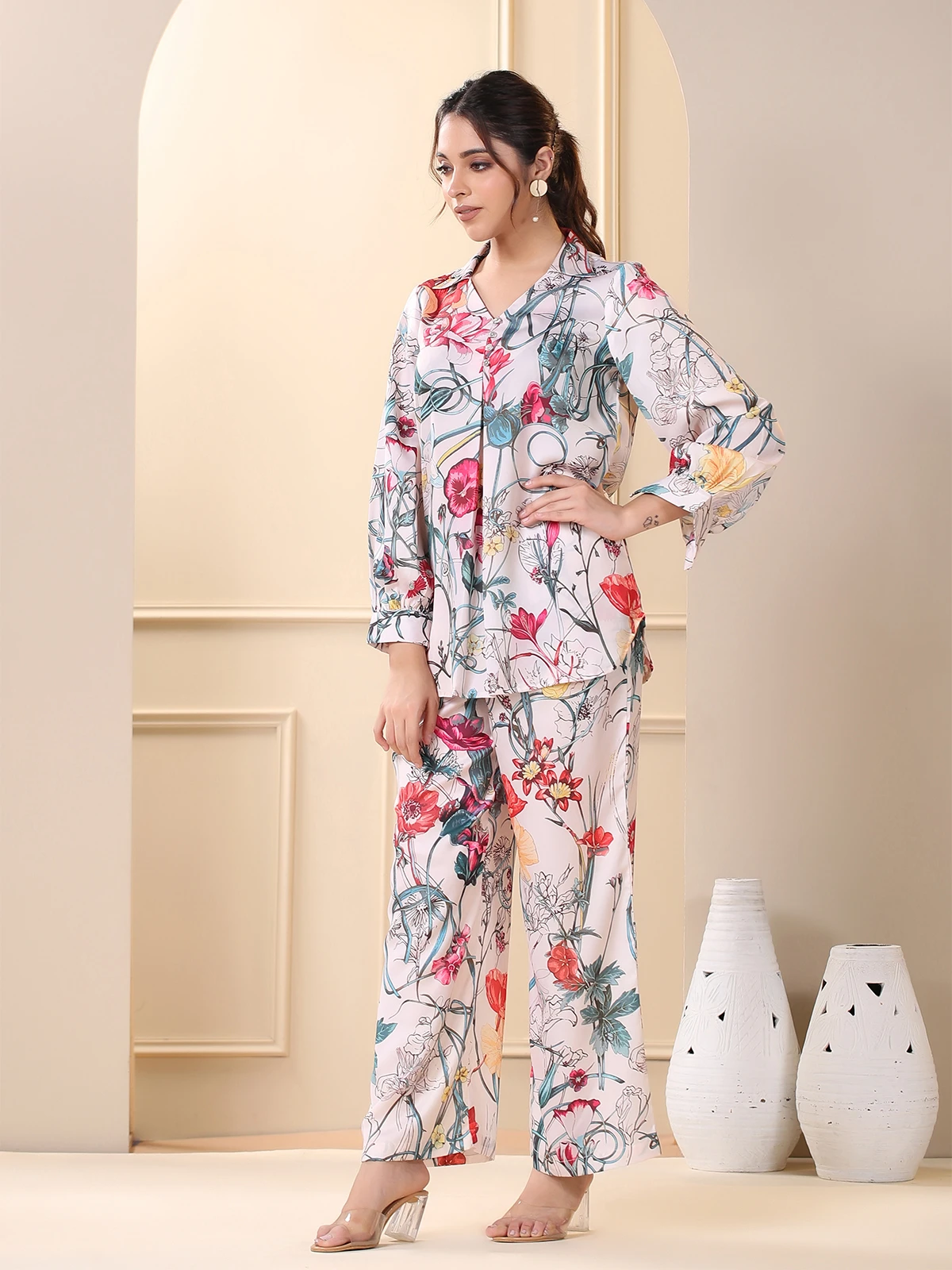 White Printed Casual Co Ord Set 4 White Printed Casual Co Ord Set - Image 4