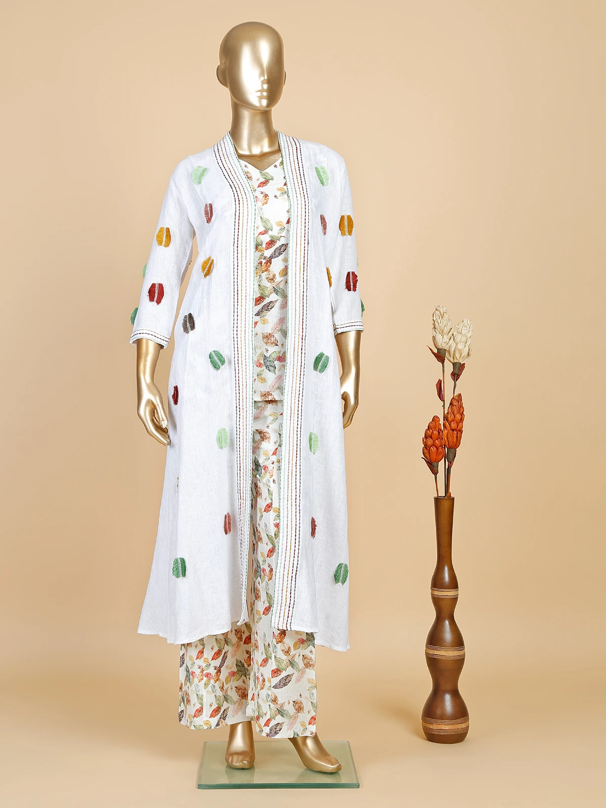 White Printed Jacket Style Co Ord Set 3 White Printed Jacket Style Co Ord Set - Image 3