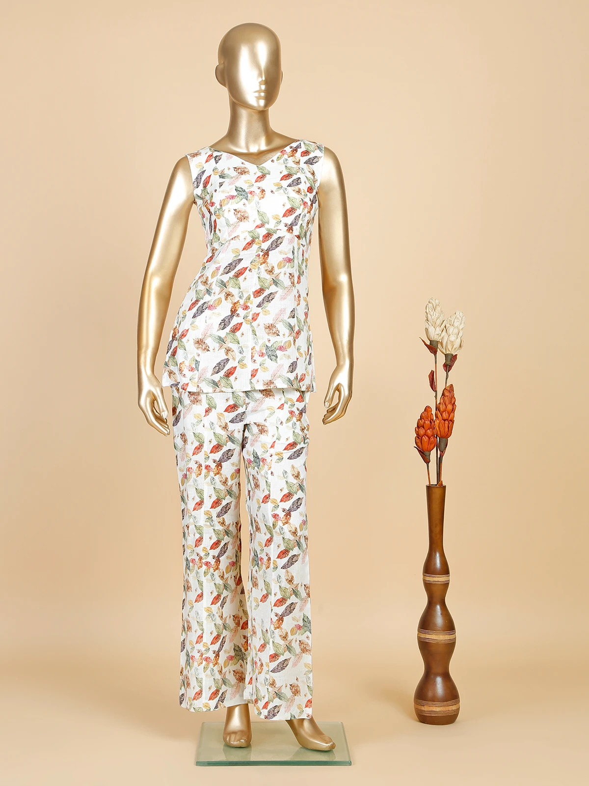 White Printed Jacket Style Co Ord Set 2 White Printed Jacket Style Co Ord Set - Image 2