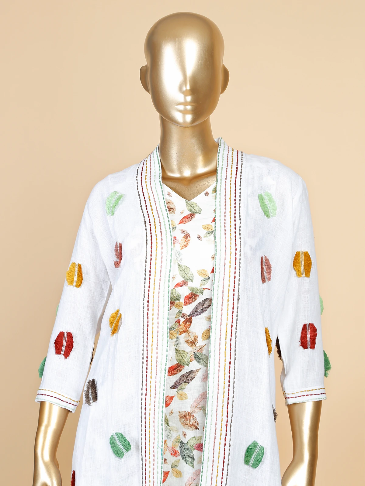 White Printed Jacket Style Co Ord Set 5 White Printed Jacket Style Co Ord Set - Image 5