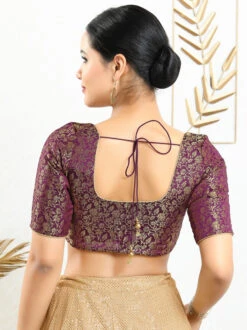 Wine Jacquard Zari Weaving Blouse -Saree Luxe Shop wine jacquard zari weaving blouse 1684141255x 1126 elb wine 2