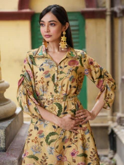 Yellow Muslin Printed Co Ord Set -Saree Luxe Shop yellow muslin printed co ord set 1697260176jk 332 5